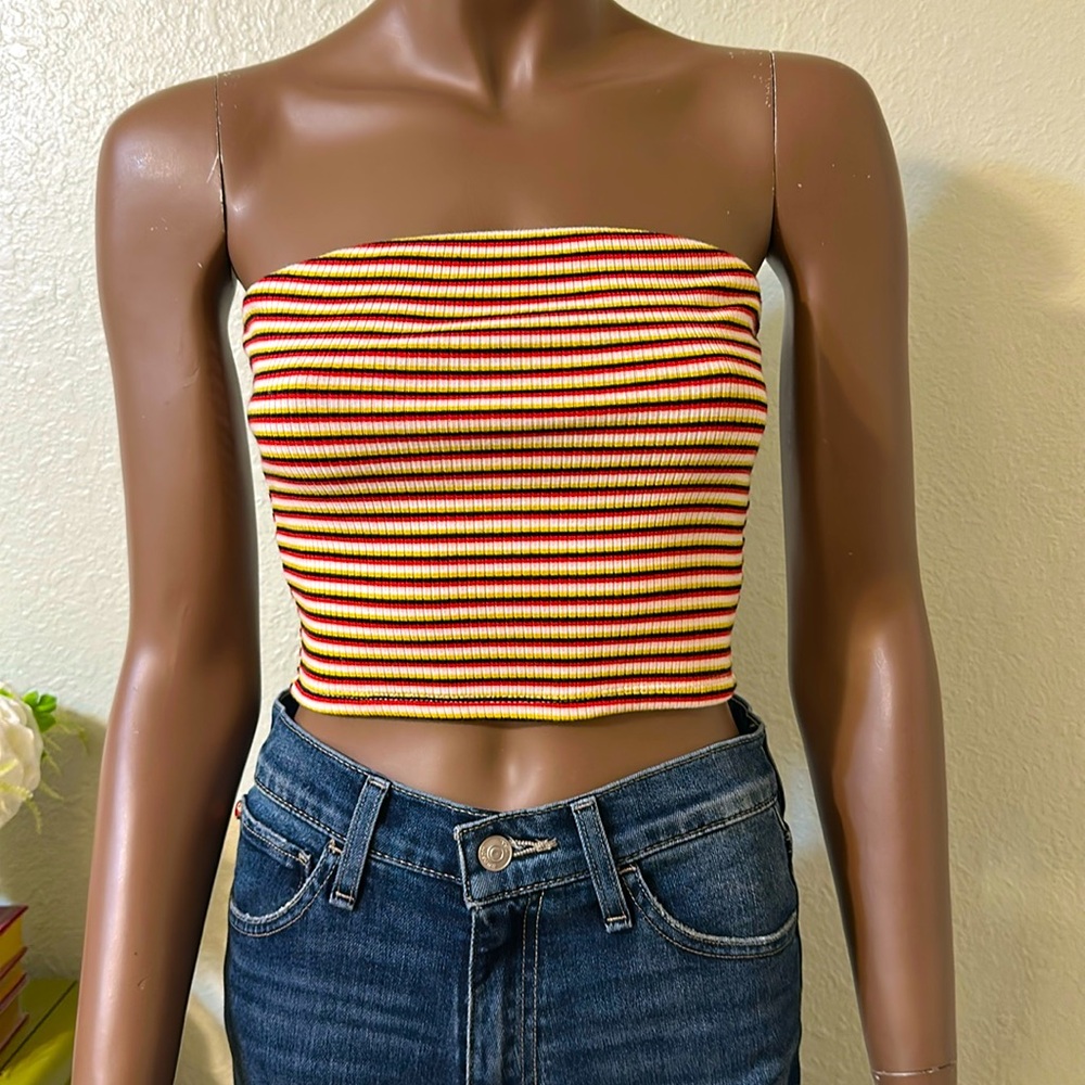 Garage stripe tube crop top